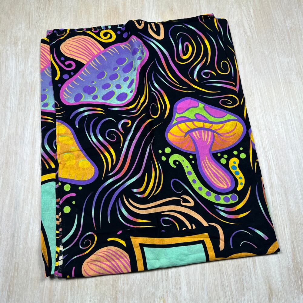 Spencer’s Blacklight Trippy Mushroom Neon Swirl Festival Wall Tapestry 48x53